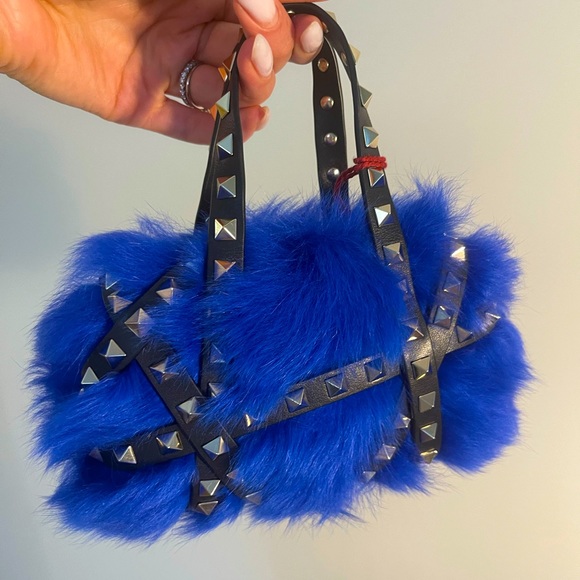 Valentino Garavani Handbags - Acid Blue Fur Tote Valentino bag